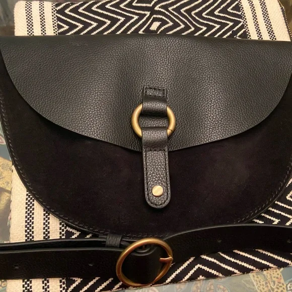 Banana Republic Black Leather & Suede With Statement Hardware Belt Bag - Picture 4 of 7